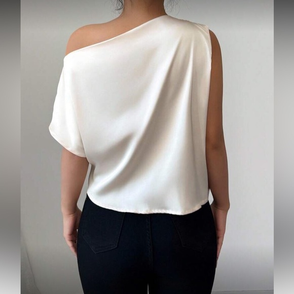 Boho cream off shoulder  satin blouse - Picture 3 of 6